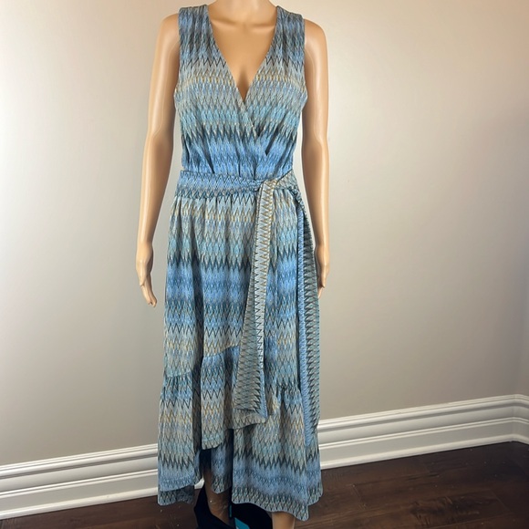 Ramy Brook Elena V-Neck Chevron Print Midi Dress - Picture 3 of 7